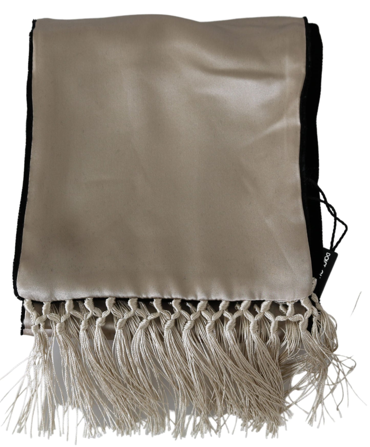 Beige Seide Viskose Wrap Schwarz Rückseite Herrenschal