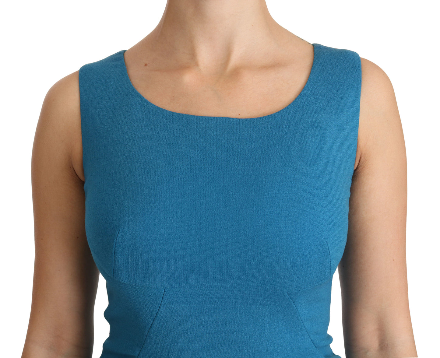 Blaues Bodycon-Mantelkleid aus Wolle in Knielänge