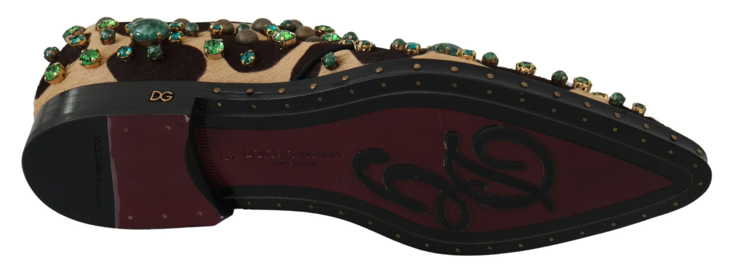 Braunes Pony Haar Giraffe Kristall Kleid Broque Schuhe