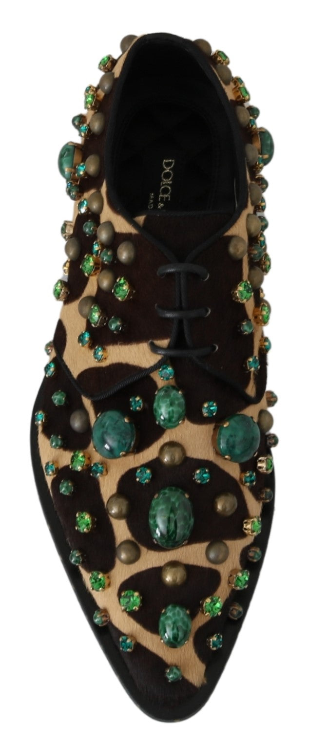 Braunes Pony Haar Giraffe Kristall Kleid Broque Schuhe