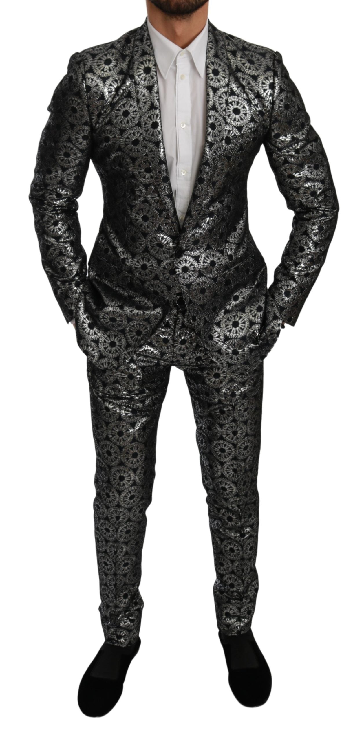 Blau Silber Slim Fit GOLD 2 Stück Anzug