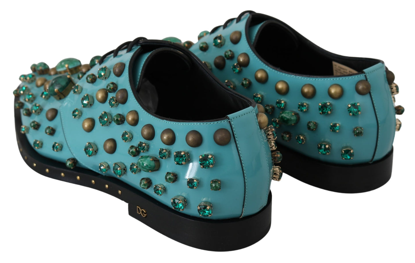Blaue Leder Kristall Kleid Broque Schuhe