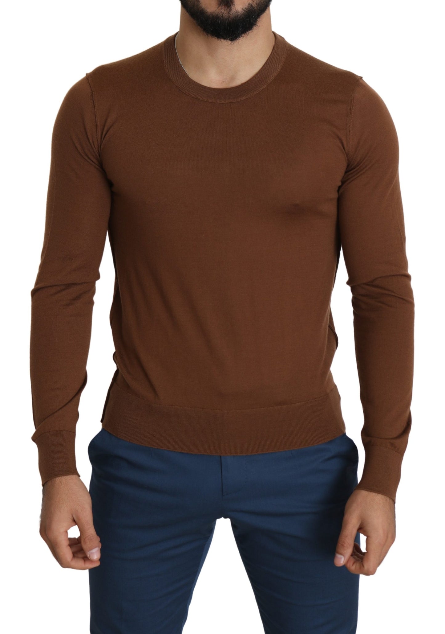 Brauner Pullover aus 100% Kaschmir mit Rundhalsausschnitt