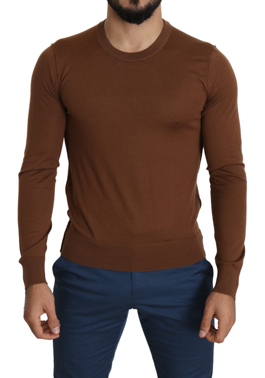 Brauner Pullover aus 100% Kaschmir mit Rundhalsausschnitt