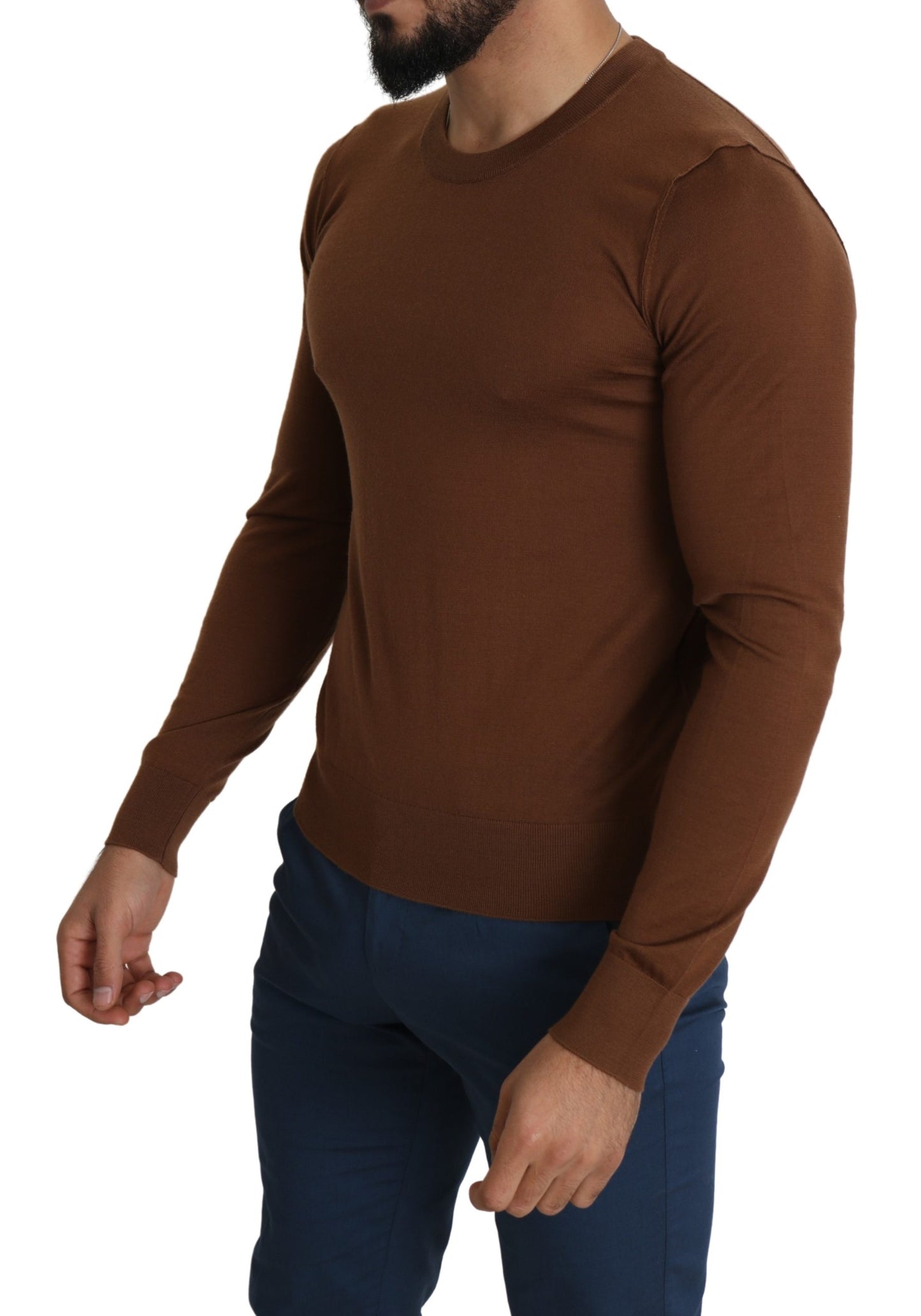 Brauner Pullover aus 100% Kaschmir mit Rundhalsausschnitt