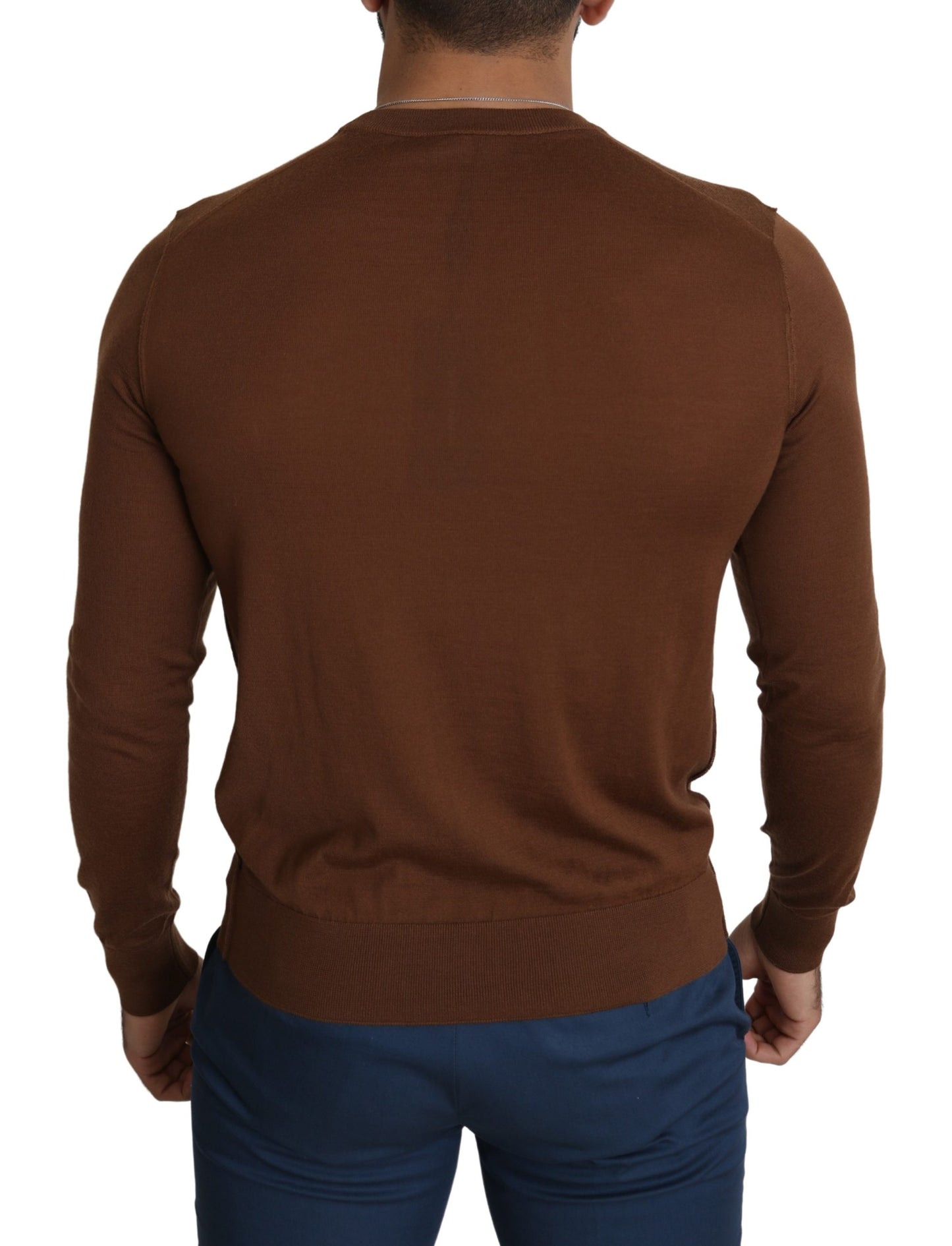 Brauner Pullover aus 100% Kaschmir mit Rundhalsausschnitt