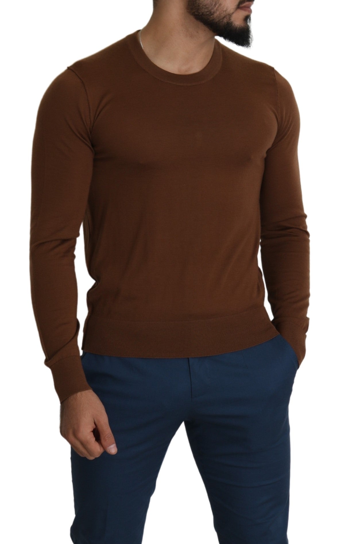 Brauner Pullover aus 100% Kaschmir mit Rundhalsausschnitt
