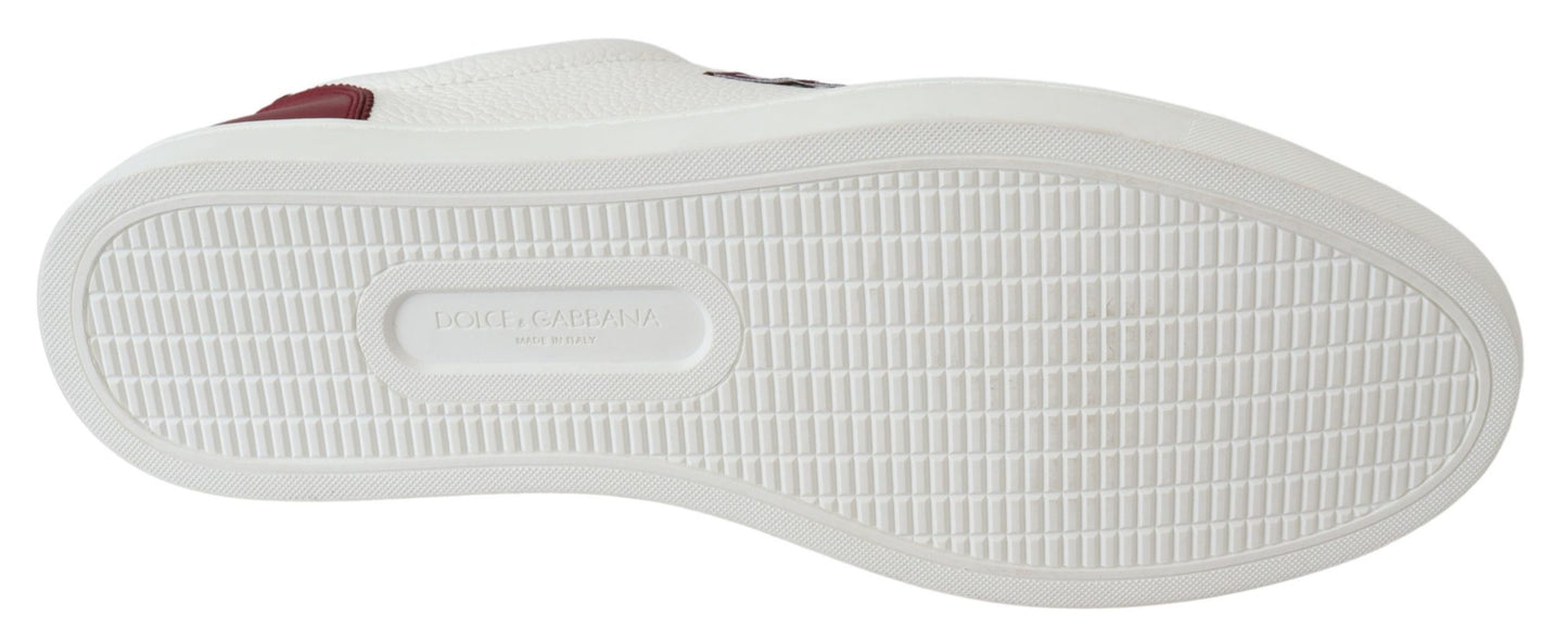 Weiß Bordeaux Leder Low Top Schuhe Turnschuhe