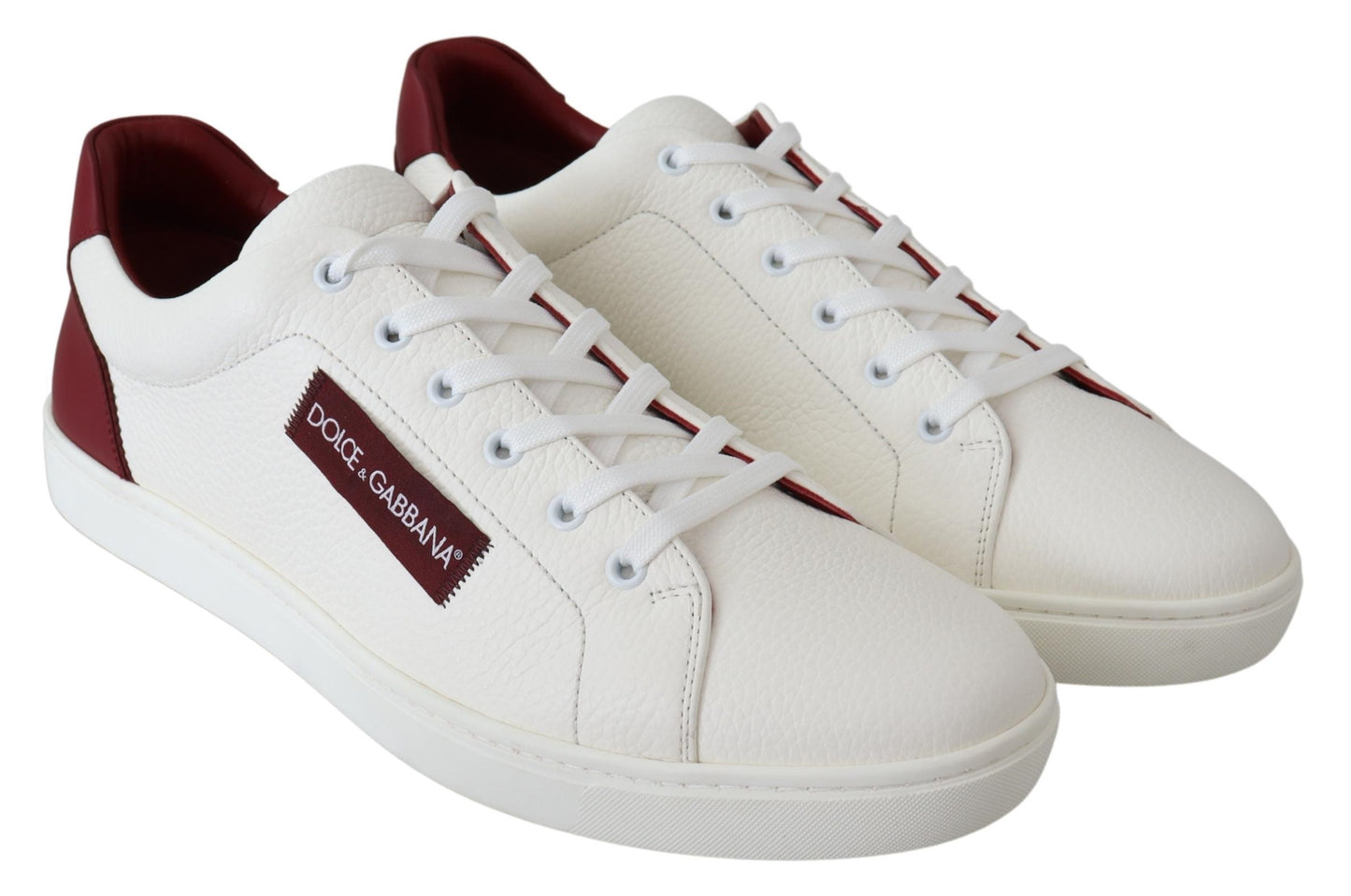 Weiß Bordeaux Leder Low Top Schuhe Turnschuhe