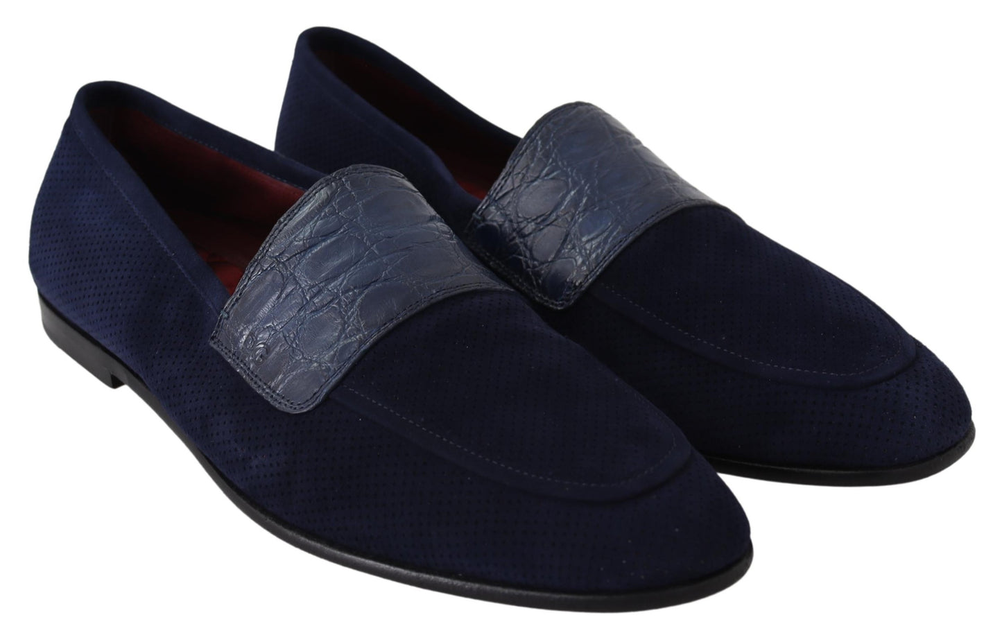 Blau Wildleder Kaiman Loafers Hausschuhe Schuhe