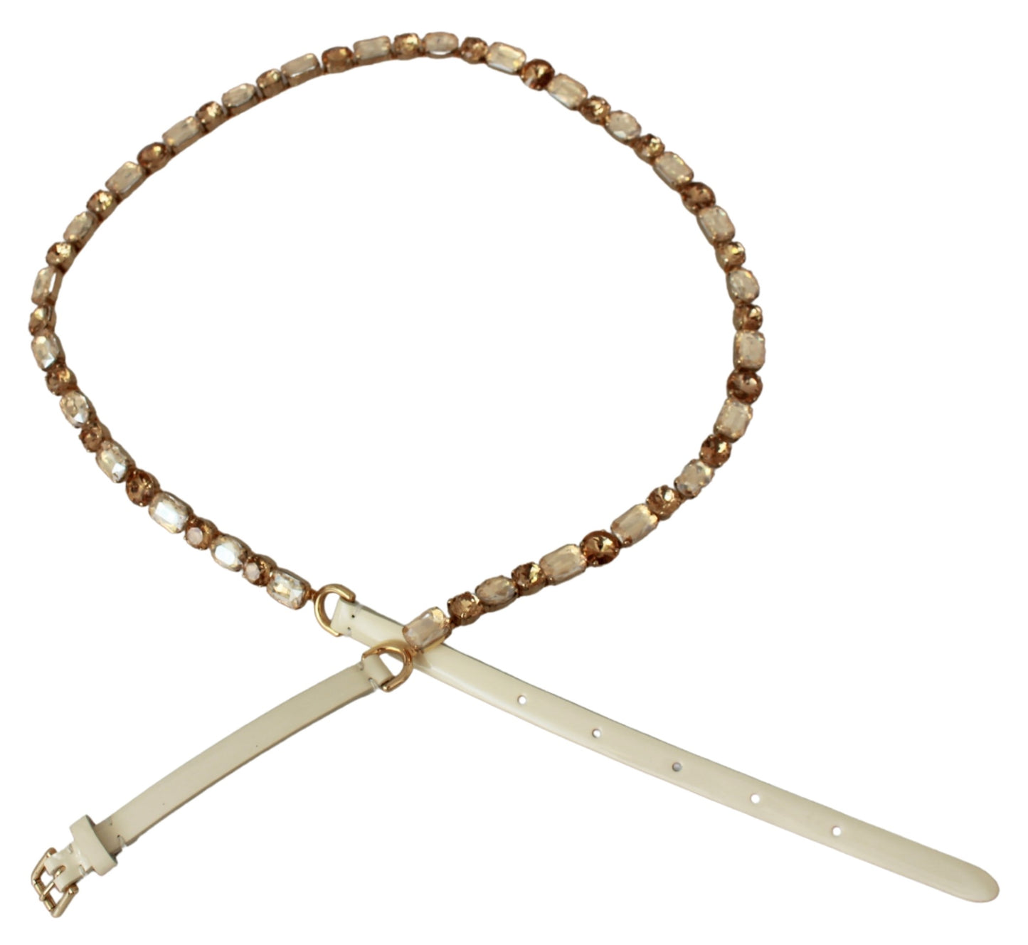 Weißer Leder Gürtel mit Kristallen