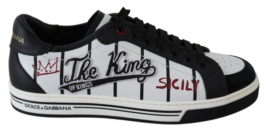 Weiß Schwarz Leder THE KING Herren Turnschuhe Schuhe