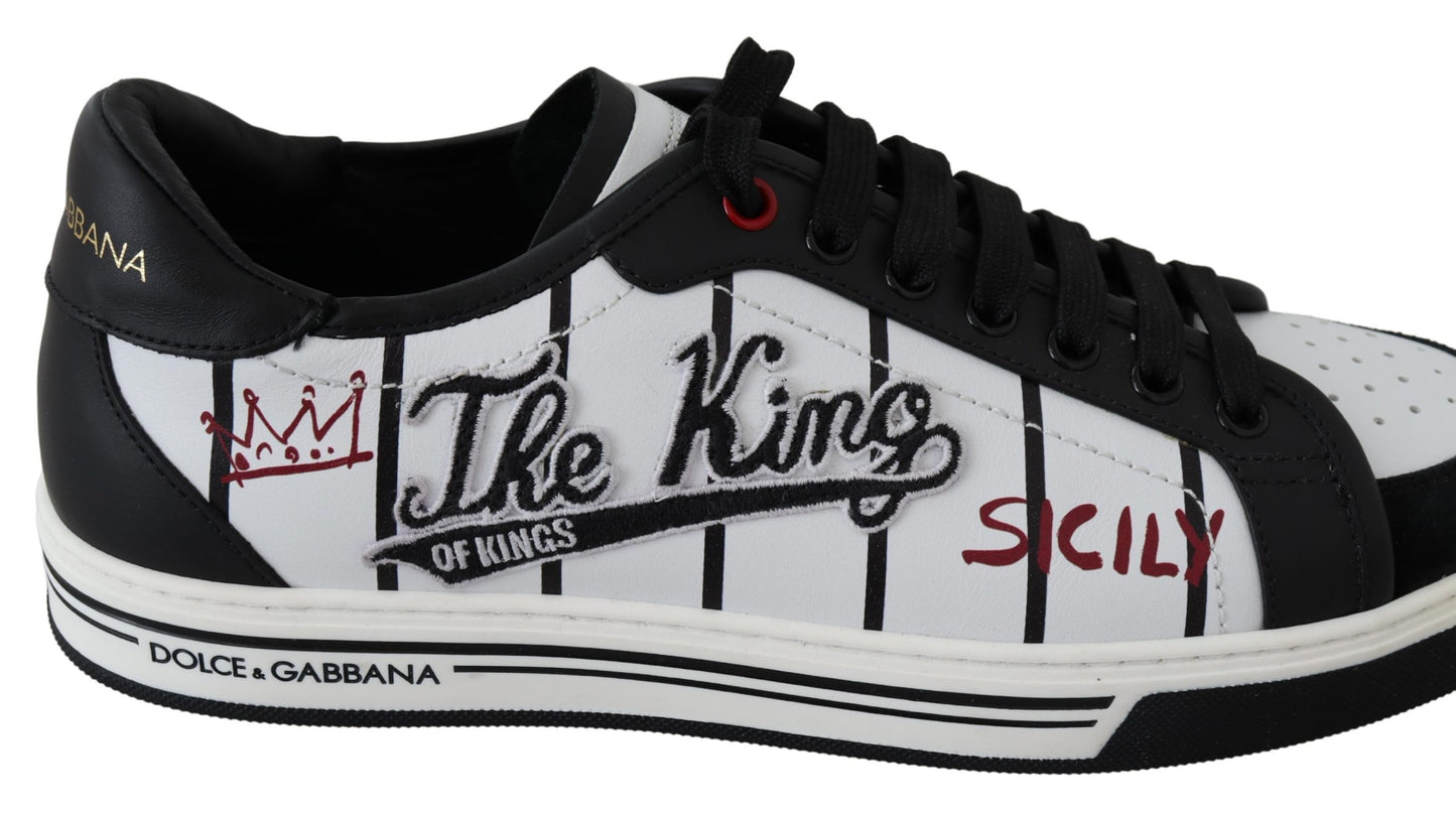 Weiß Schwarz Leder THE KING Herren Turnschuhe Schuhe