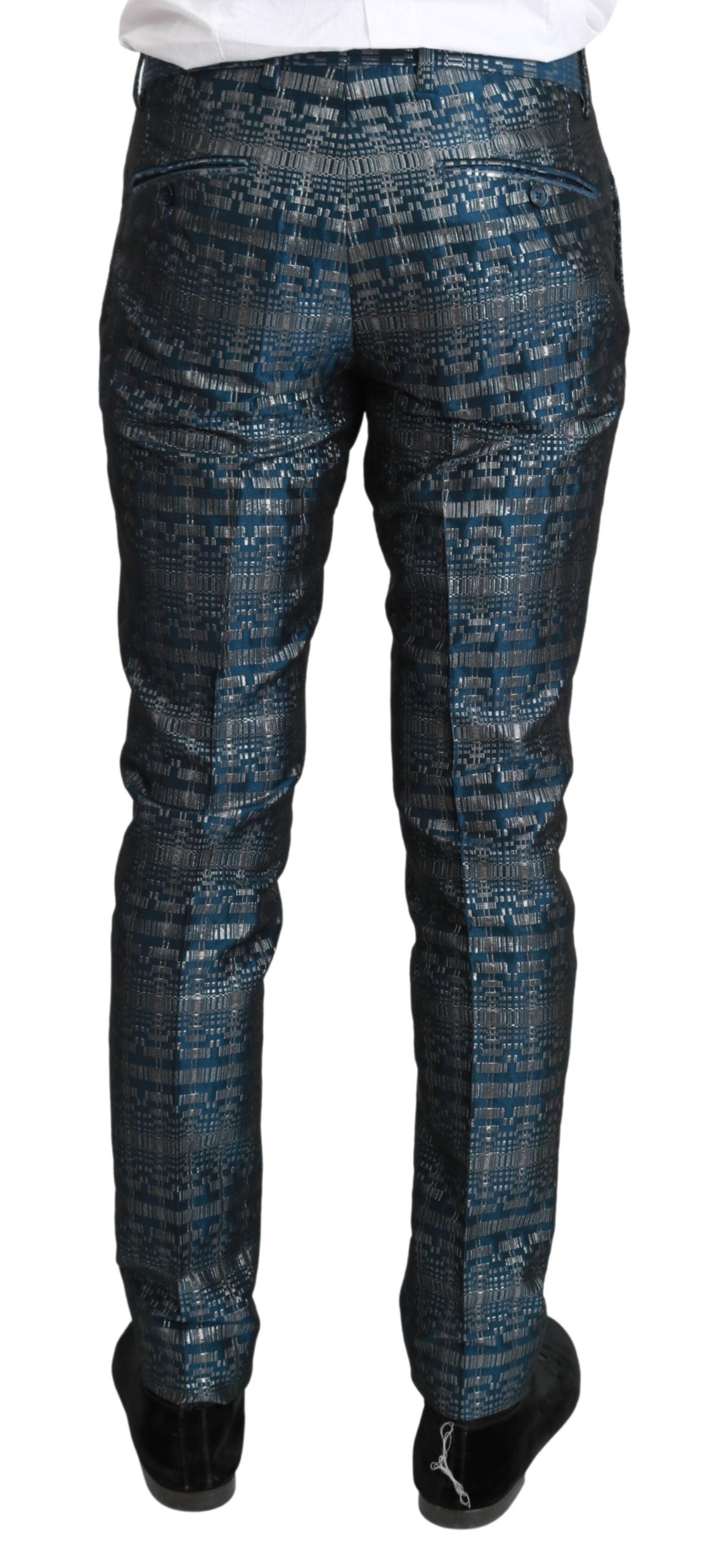 Blau Silber GOLD Jacquard 2 Stück Anzug