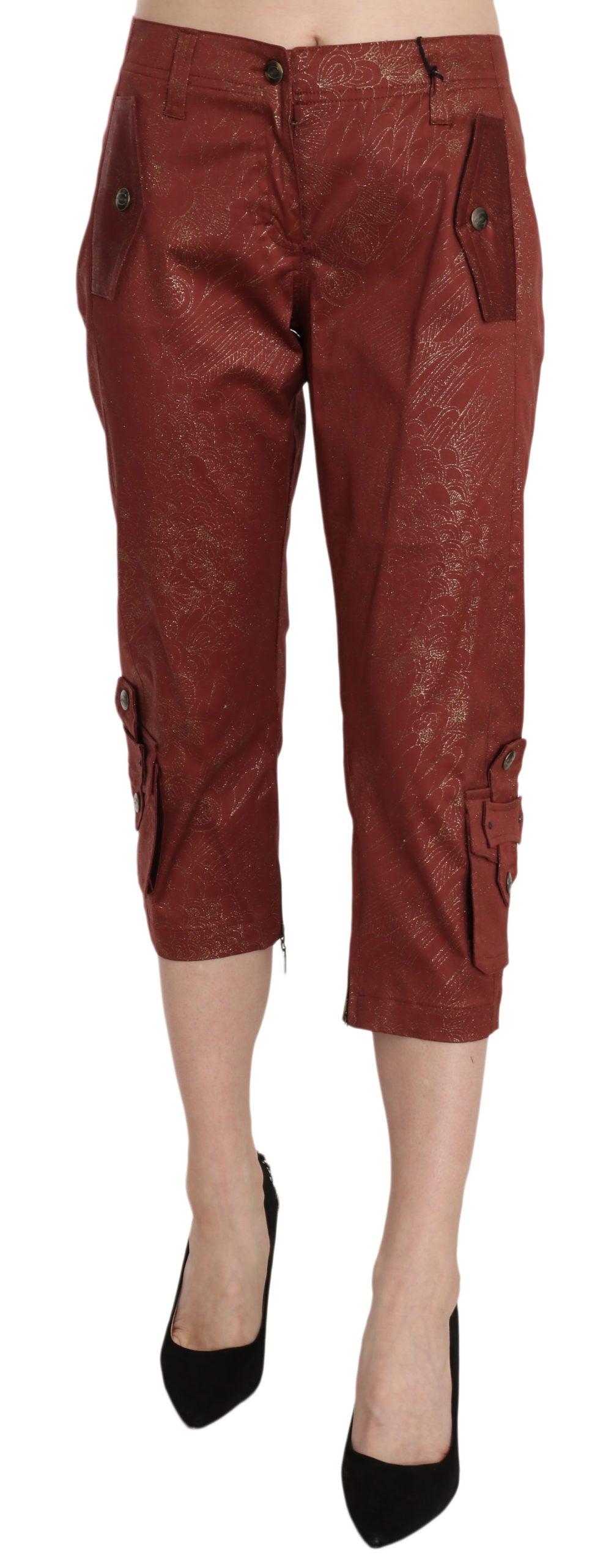 Bordeaux Gold Baumwolle Caprihose Hose