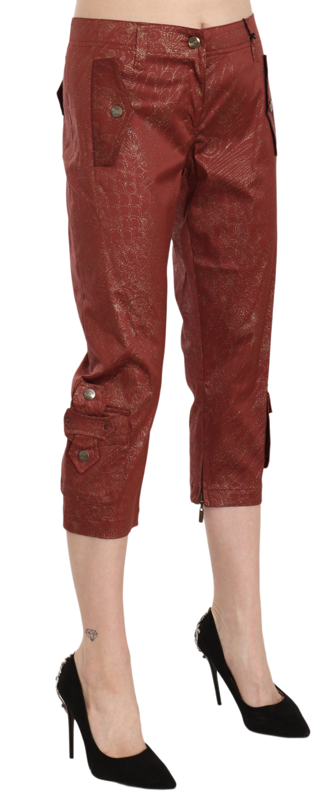 Bordeaux Gold Baumwolle Caprihose Hose