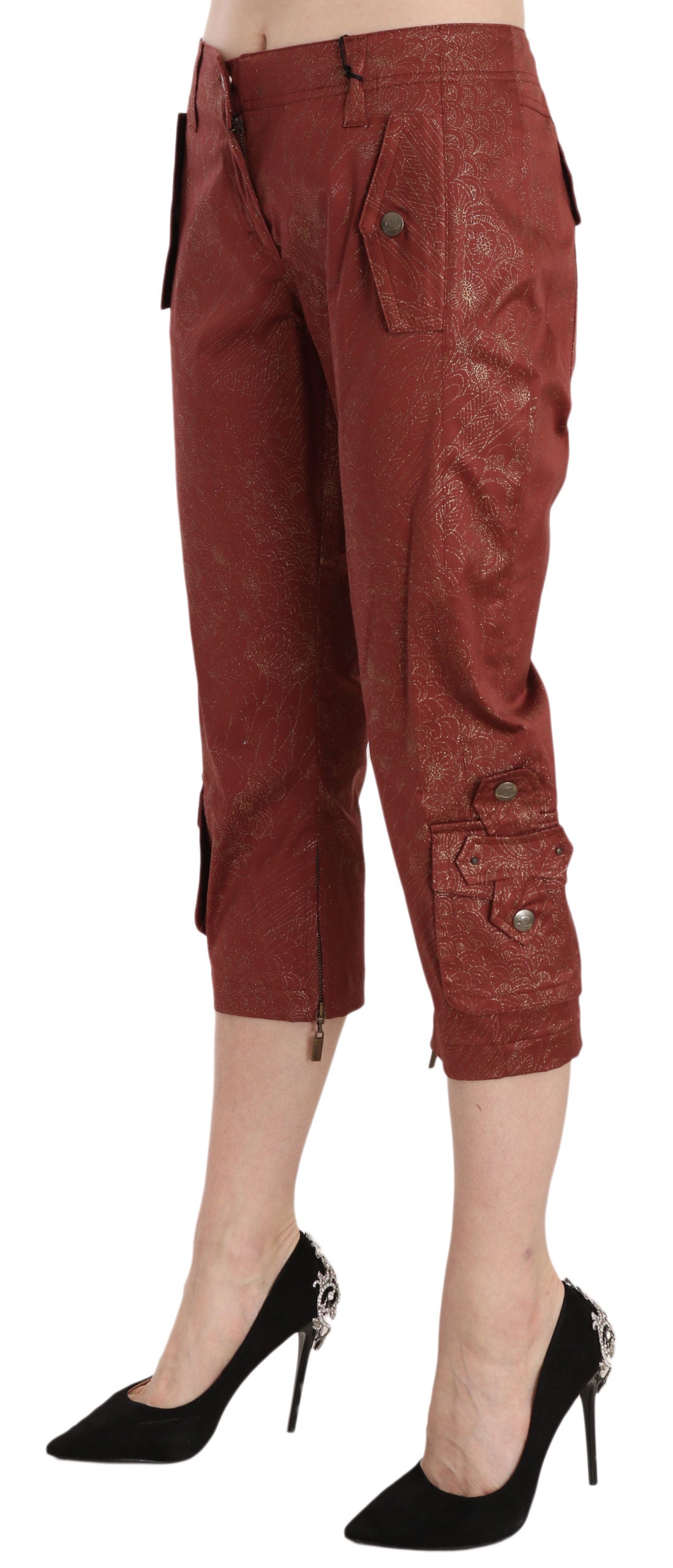 Bordeaux Gold Baumwolle Caprihose Hose