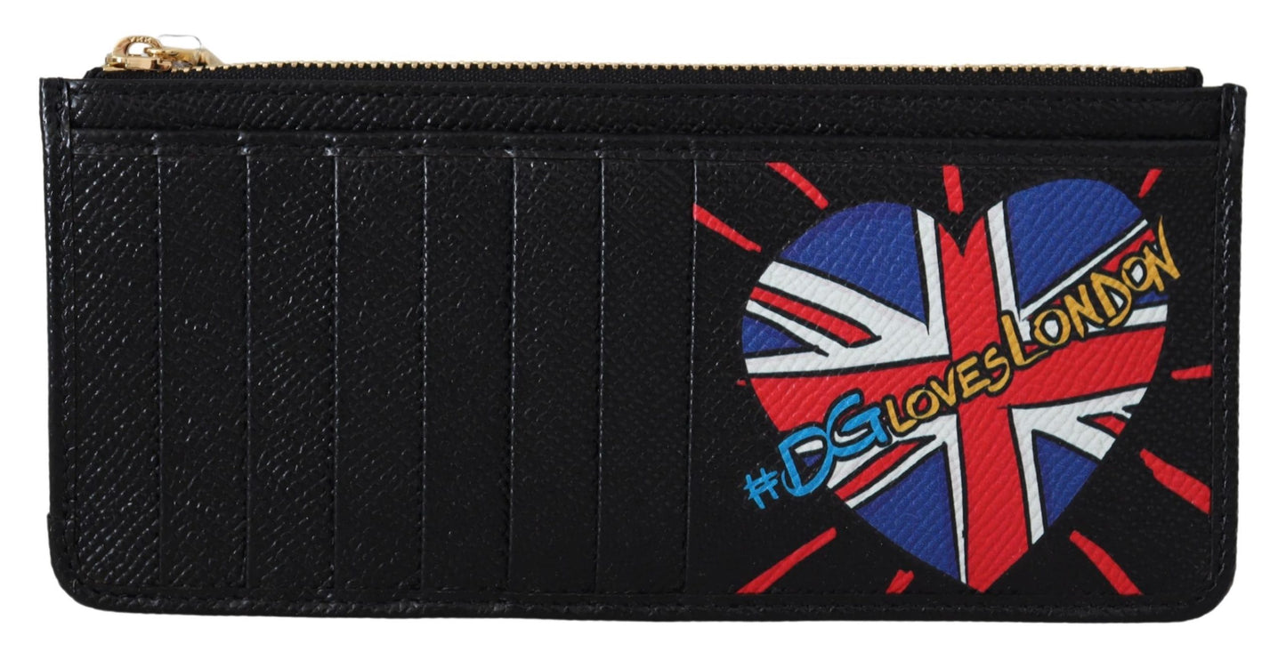 Schwarzes Leder Kartenhalter Münzgeldbörse #DGloveslondon Brieftasche