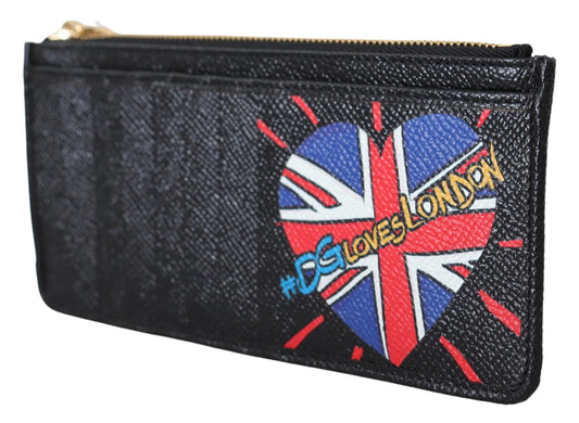 Schwarzes Leder Kartenhalter Münzgeldbörse #DGloveslondon Brieftasche