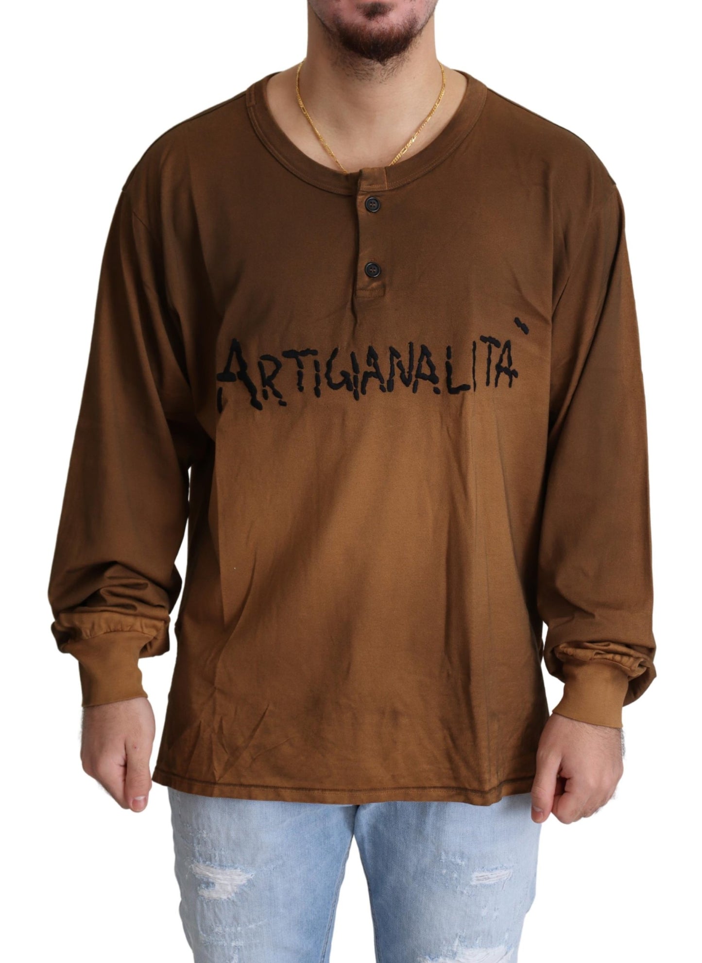 Brauner Artigianalita Pullover aus Baumwolle
