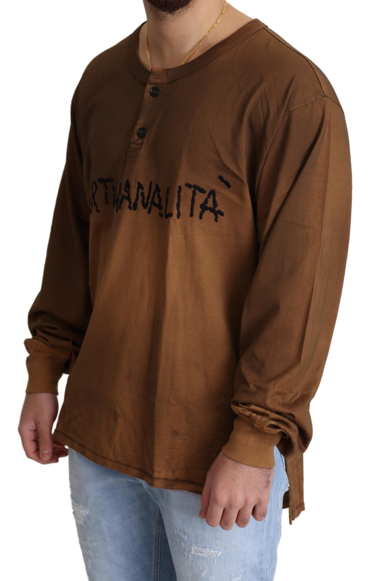 Brauner Artigianalita Pullover aus Baumwolle