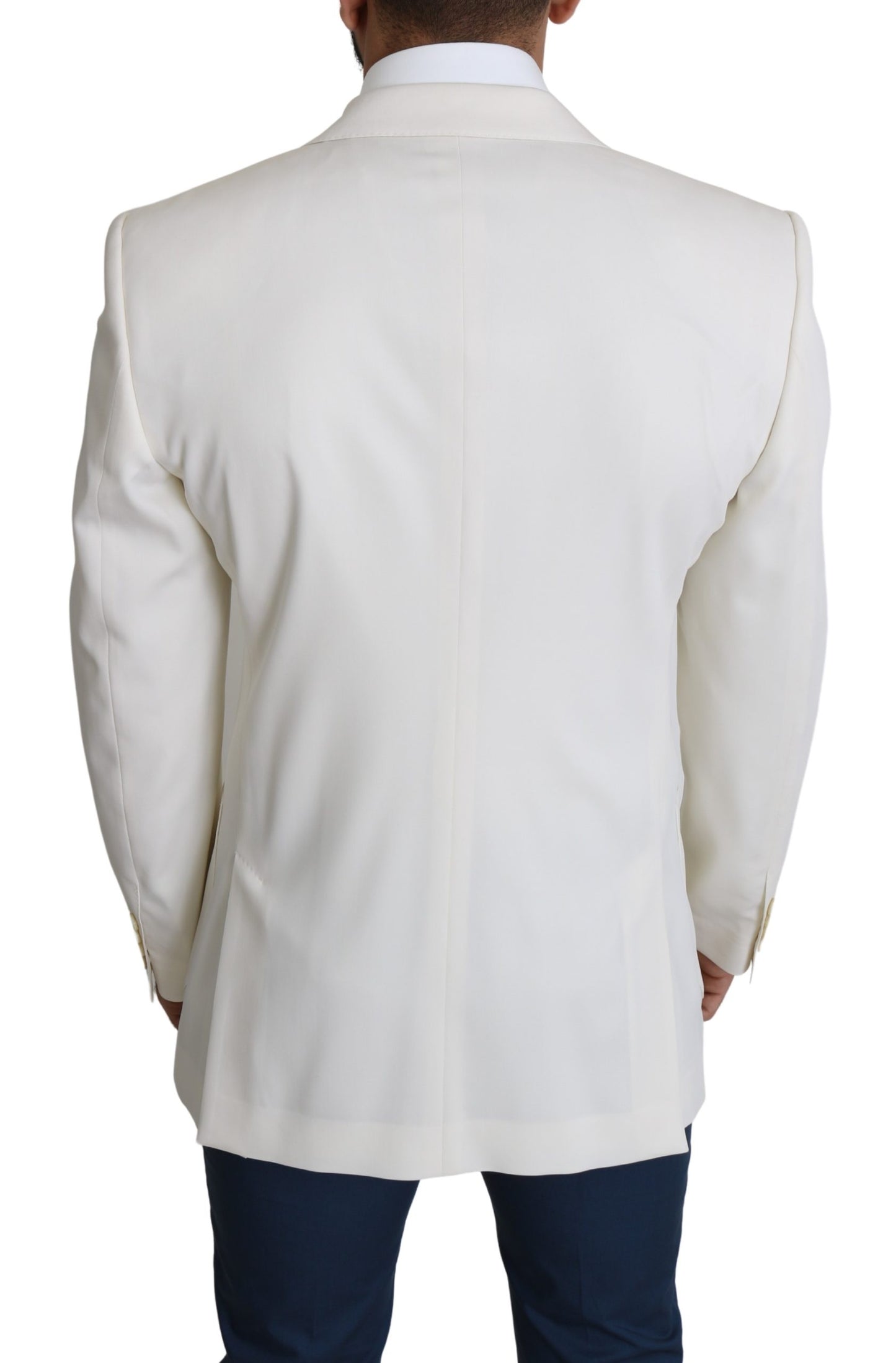 Weißer doppelreihiger Mantel aus Schurwolle Blazer