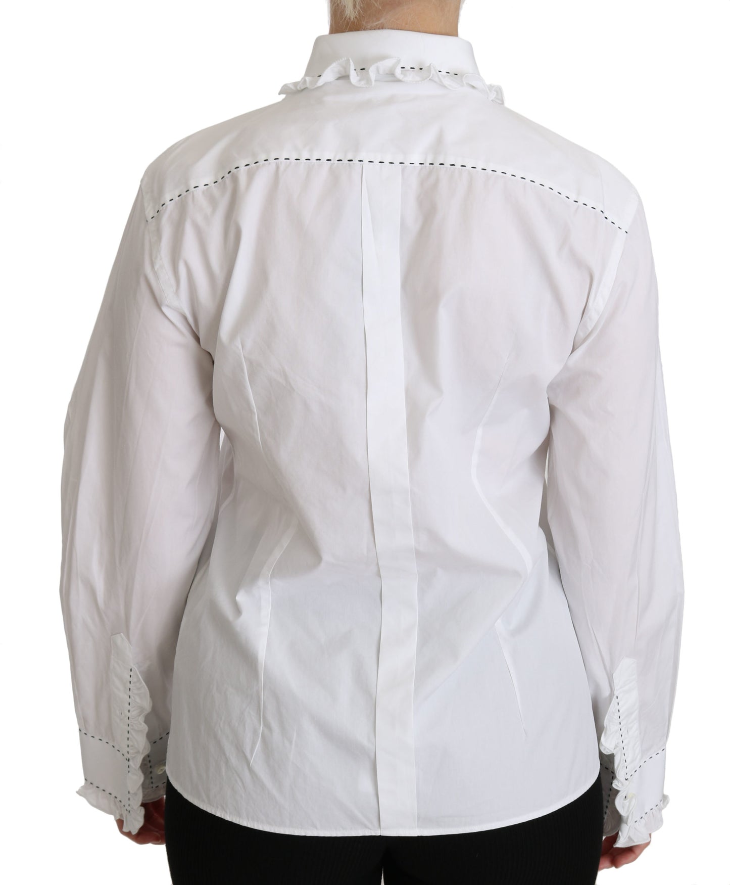 Weiße Bluse mit Rüschenkragen Baumwolltop