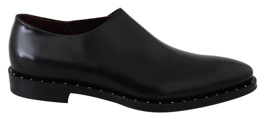 Schwarzes Leder Kleid Formale Loafers Schuhe