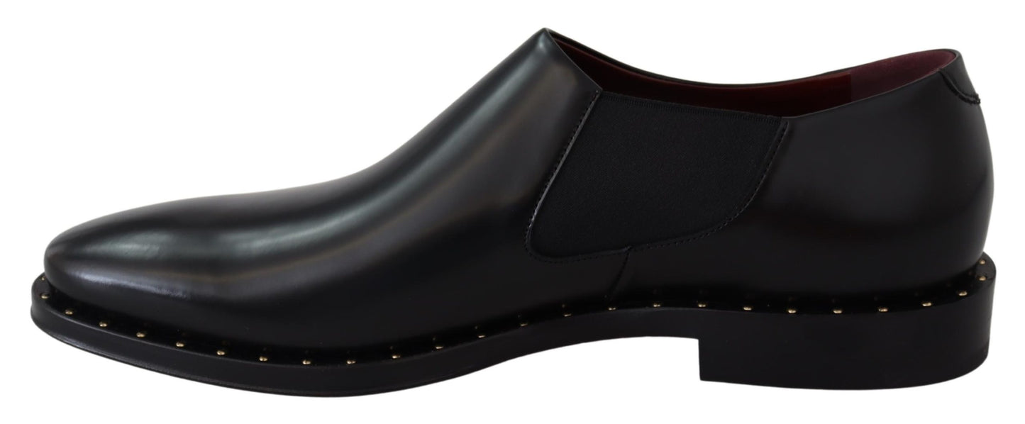 Schwarzes Leder Kleid Formale Loafers Schuhe