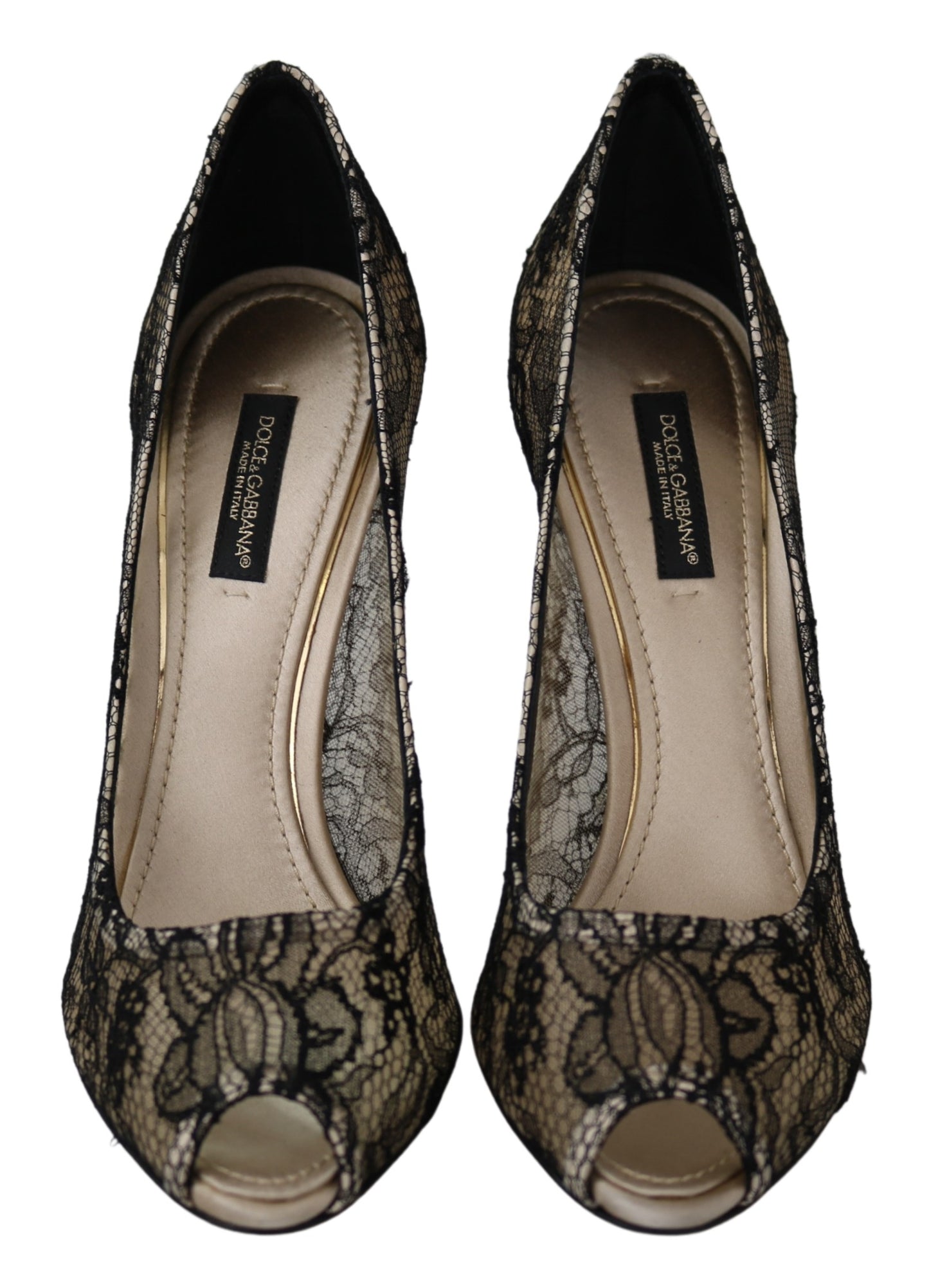 Schwarze Spitze Heels Pumps Champagner Schuhe