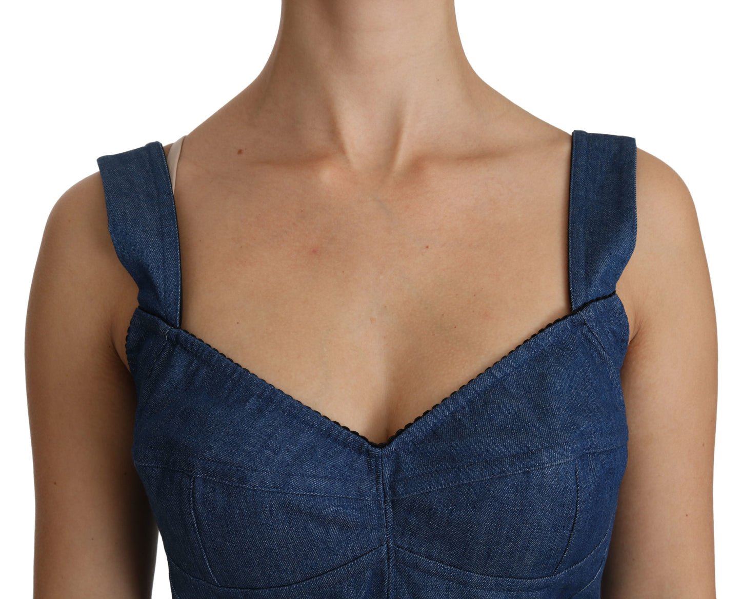 Blaue ärmellose Bustierbluse Baumwolltop
