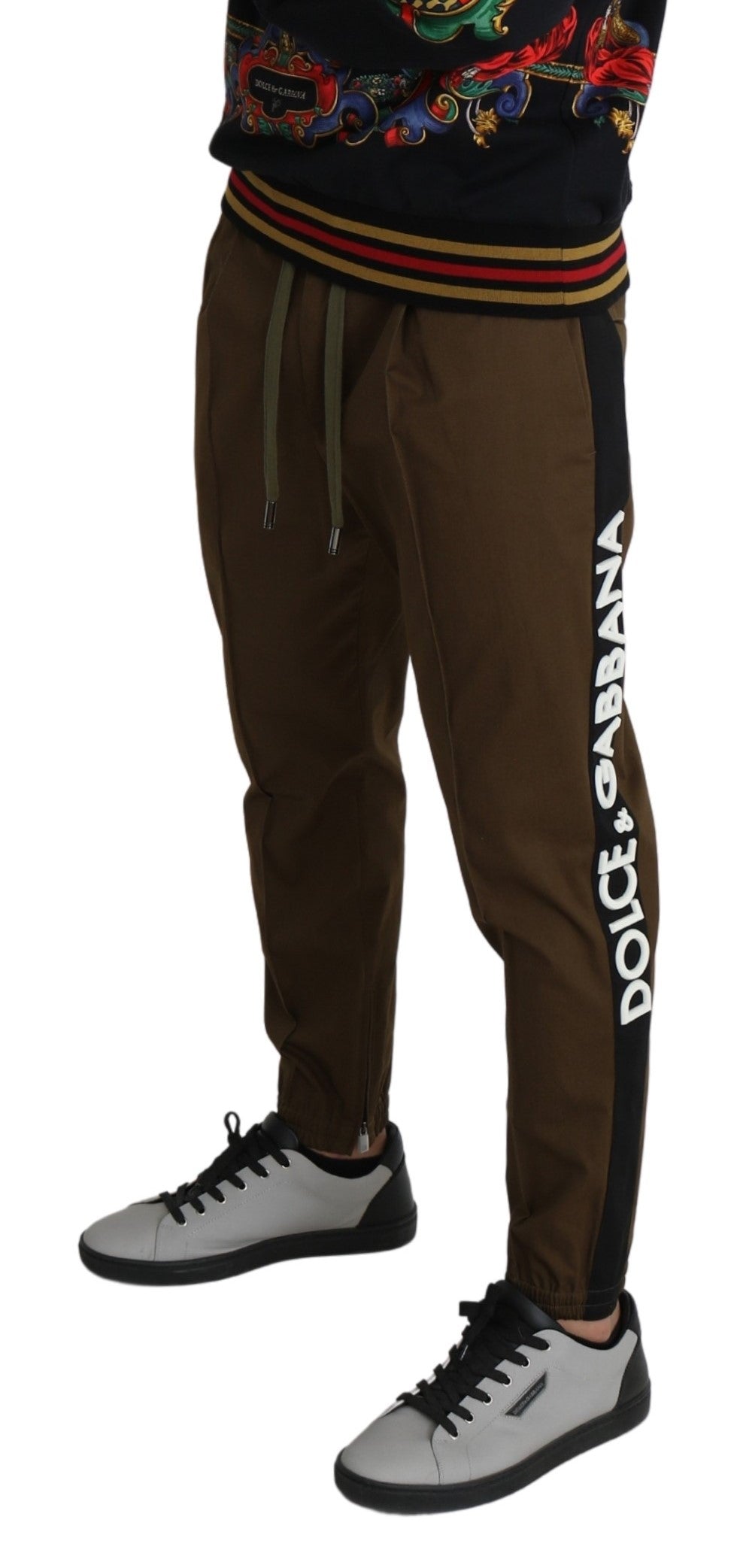 Braune Baumwoll-Stretch-Logo-Sweatpants-Hose