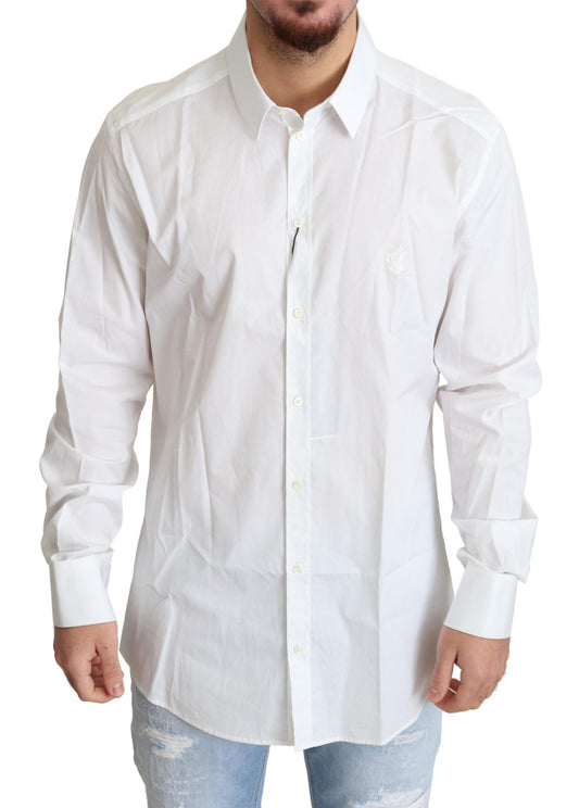 Weißes Hemd mit Kronenstickerei für Männer Formal