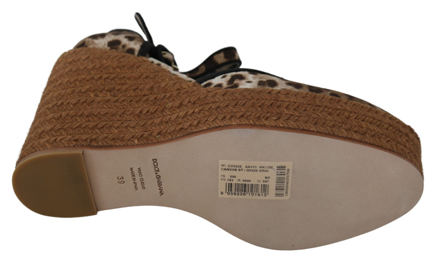 Braune Leoparden Keilsandalen mit Knöchelriemen Schuhe