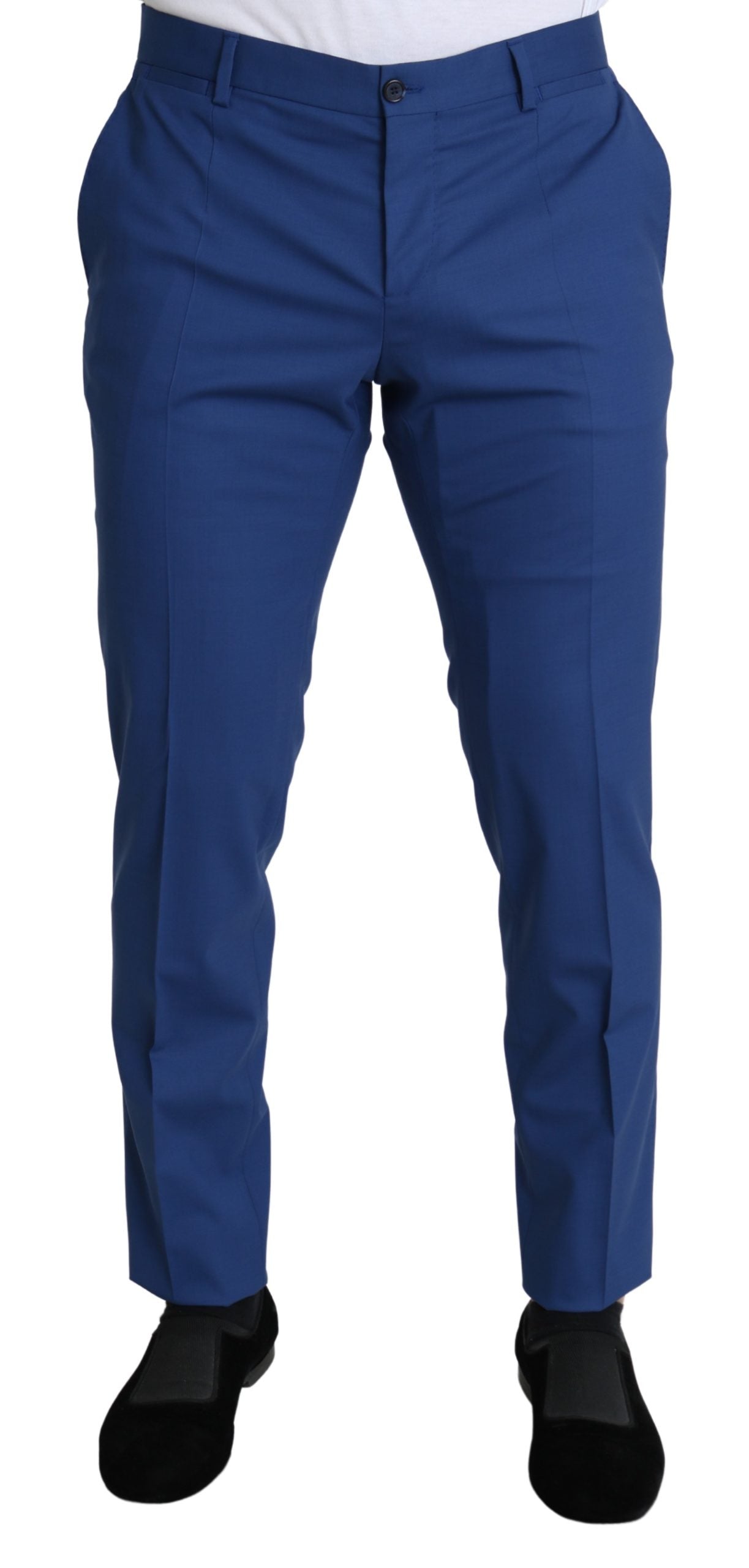 Blaue Wolle Skinny Formal Trouser Dress Pants