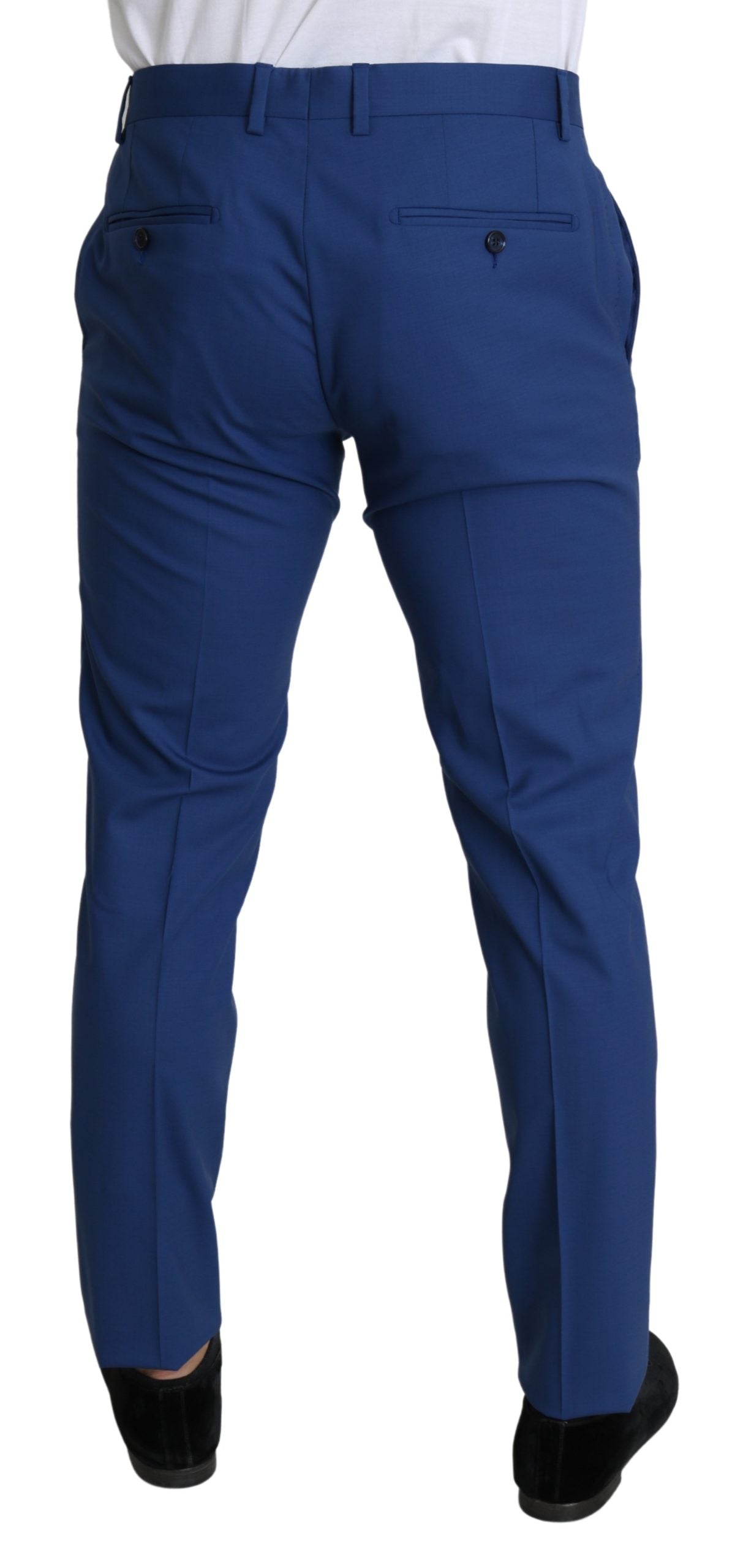 Blaue Wolle Skinny Formal Trouser Dress Pants