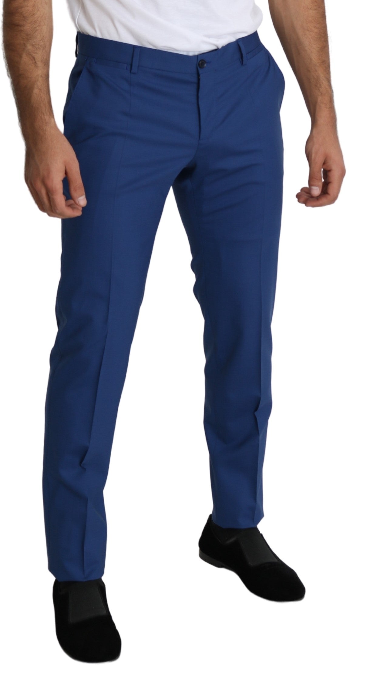 Blaue Wolle Skinny Formal Trouser Dress Pants