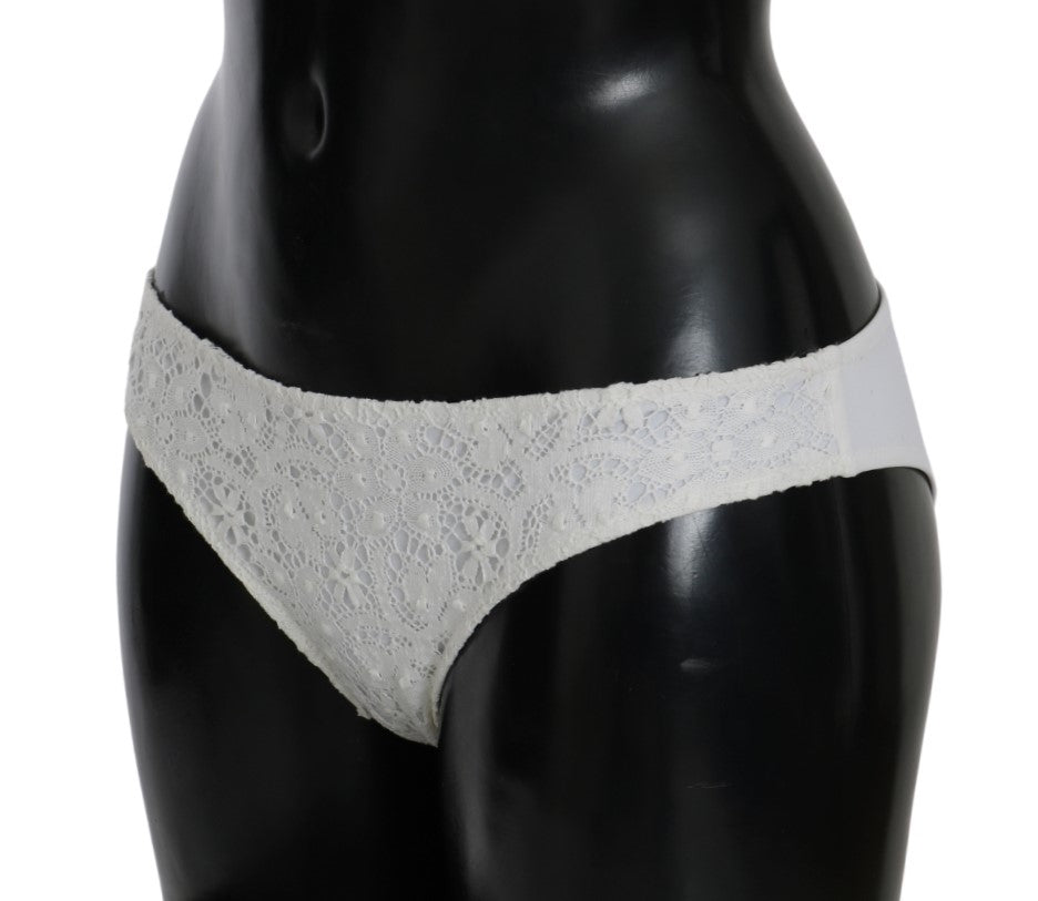 Weißer Spitzen-Badeanzug Unterteil Bikini Beachwear