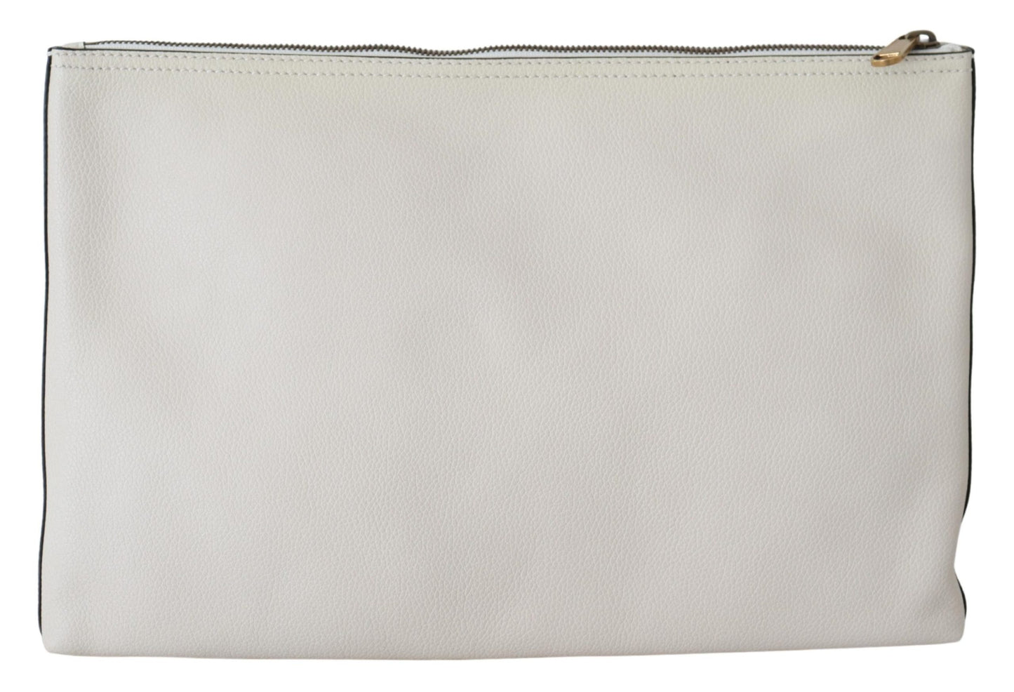 Big Pouch Clutch Tasche aus weißem Leder mit Kieselsteinen
