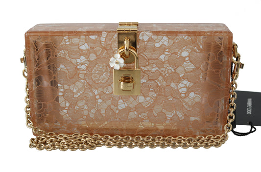 Beige Plexiglas Taormina Spitze Clutch Borse Tasche BOX