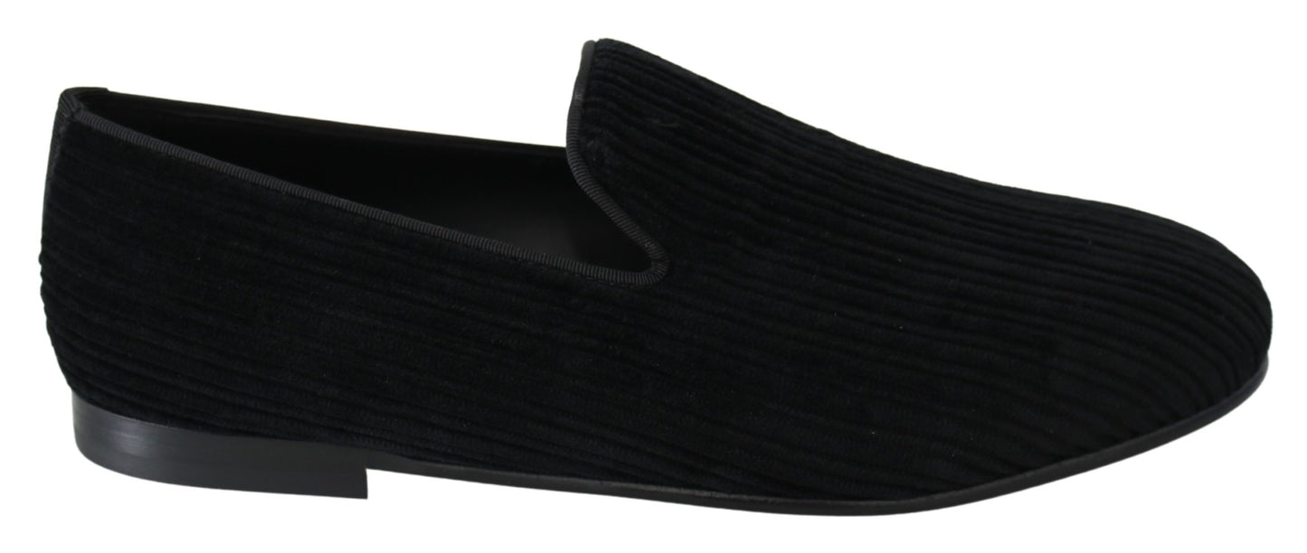 Schwarzer Samt Flats Männer Hausschuhe Loafers Schuhe