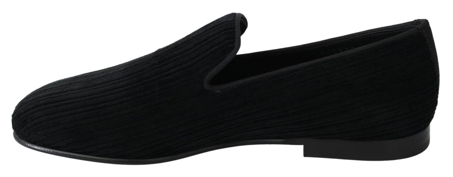 Schwarzer Samt Flats Männer Hausschuhe Loafers Schuhe