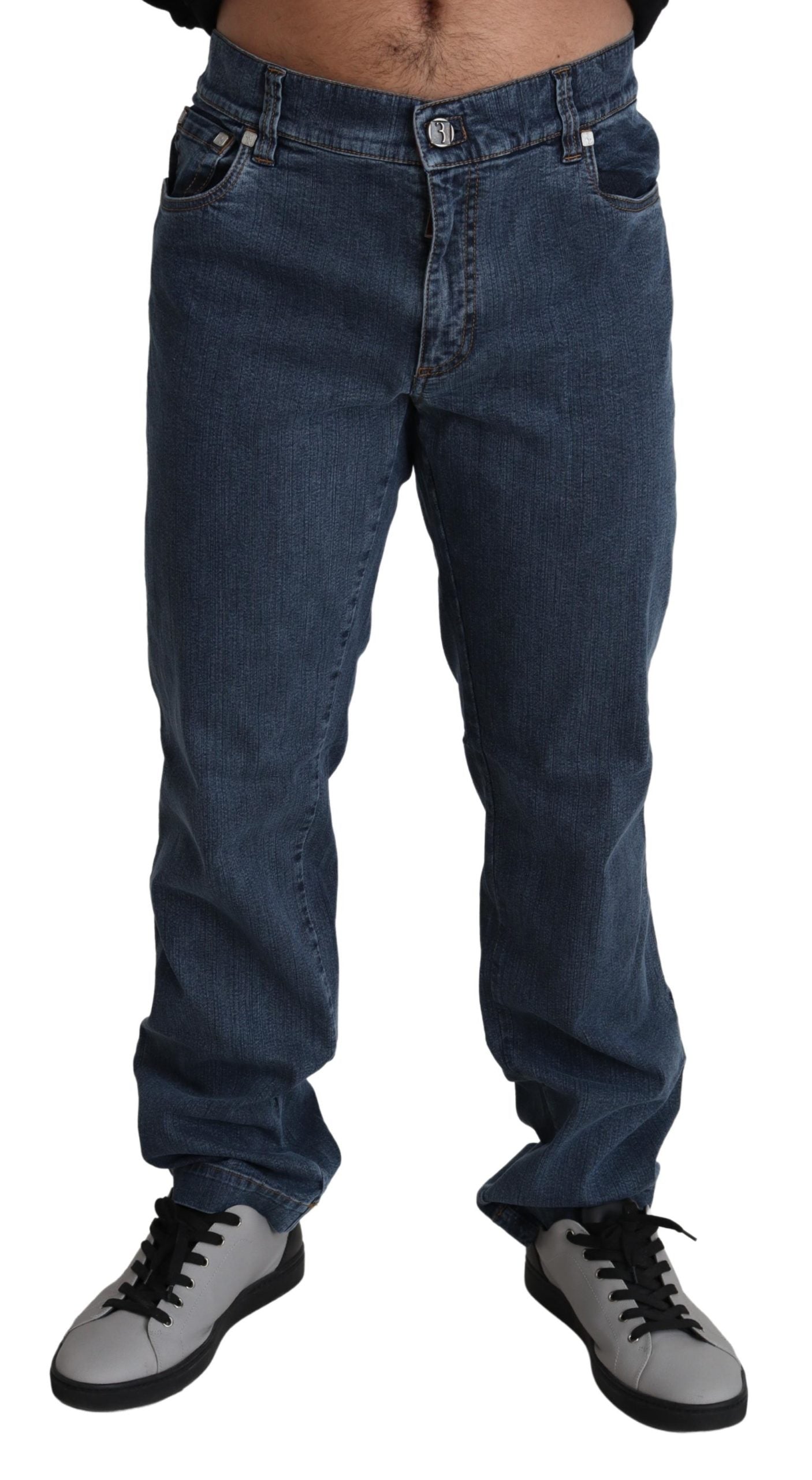 Blaue Formal Fit Denim-Jeans aus Baumwolle