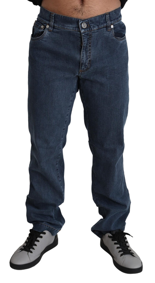Blaue Formal Fit Denim-Jeans aus Baumwolle