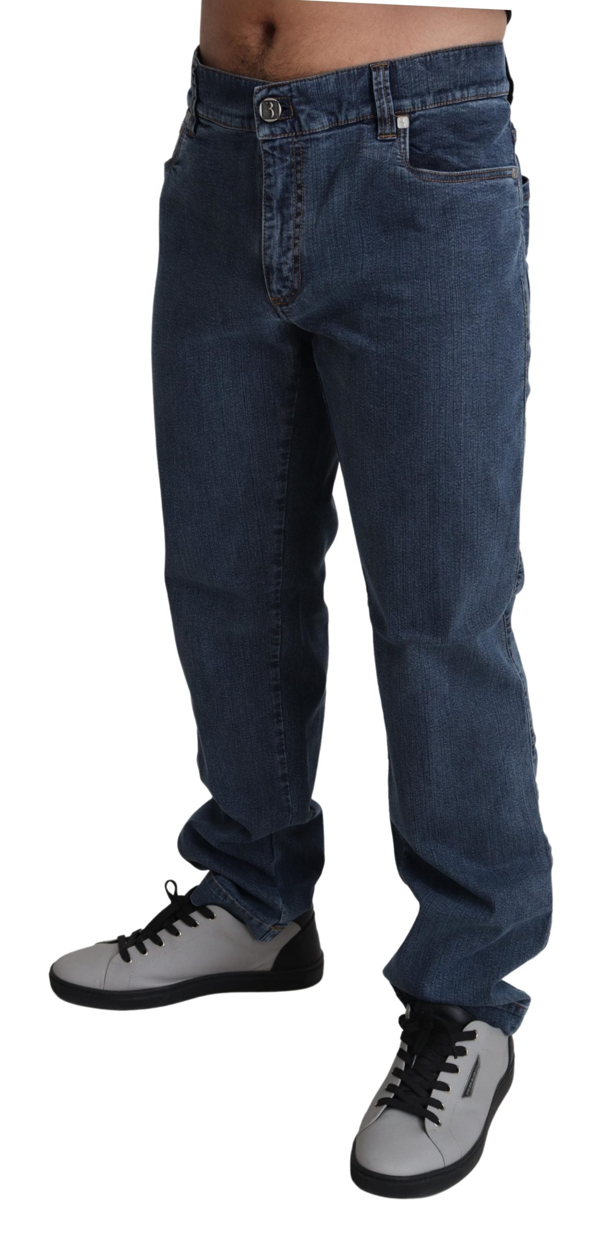 Blaue Formal Fit Denim-Jeans aus Baumwolle