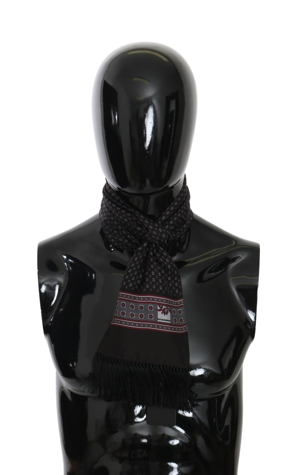 Brauner Barock Fransen Wickelschal Seidenschal