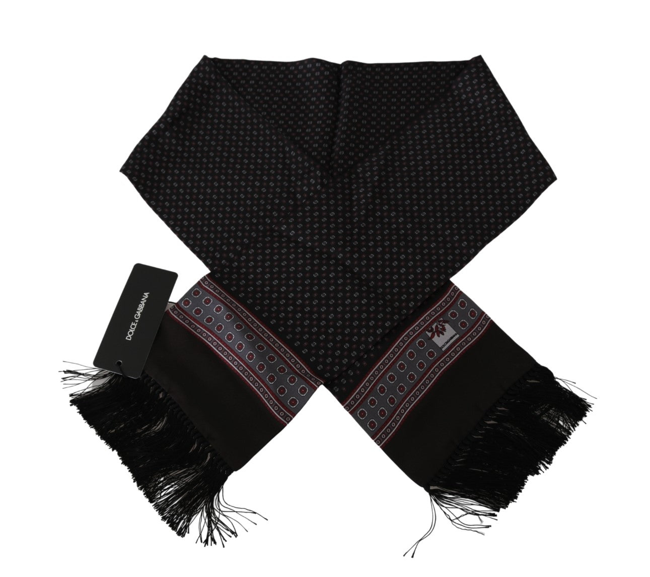 Brauner Barock Fransen Wickelschal Seidenschal