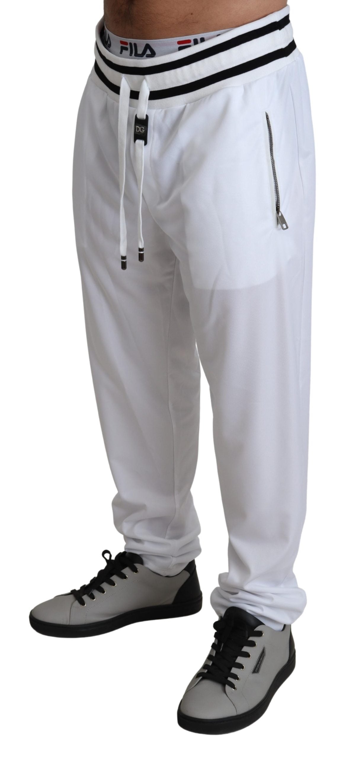Weiße Polyester-Logo-Patch-Sweatpants Hose