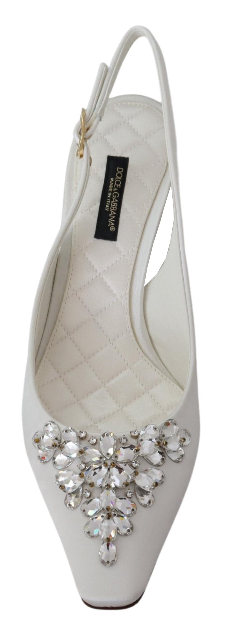 Weiß Viskose Kristalle Heels Slingback Schuhe