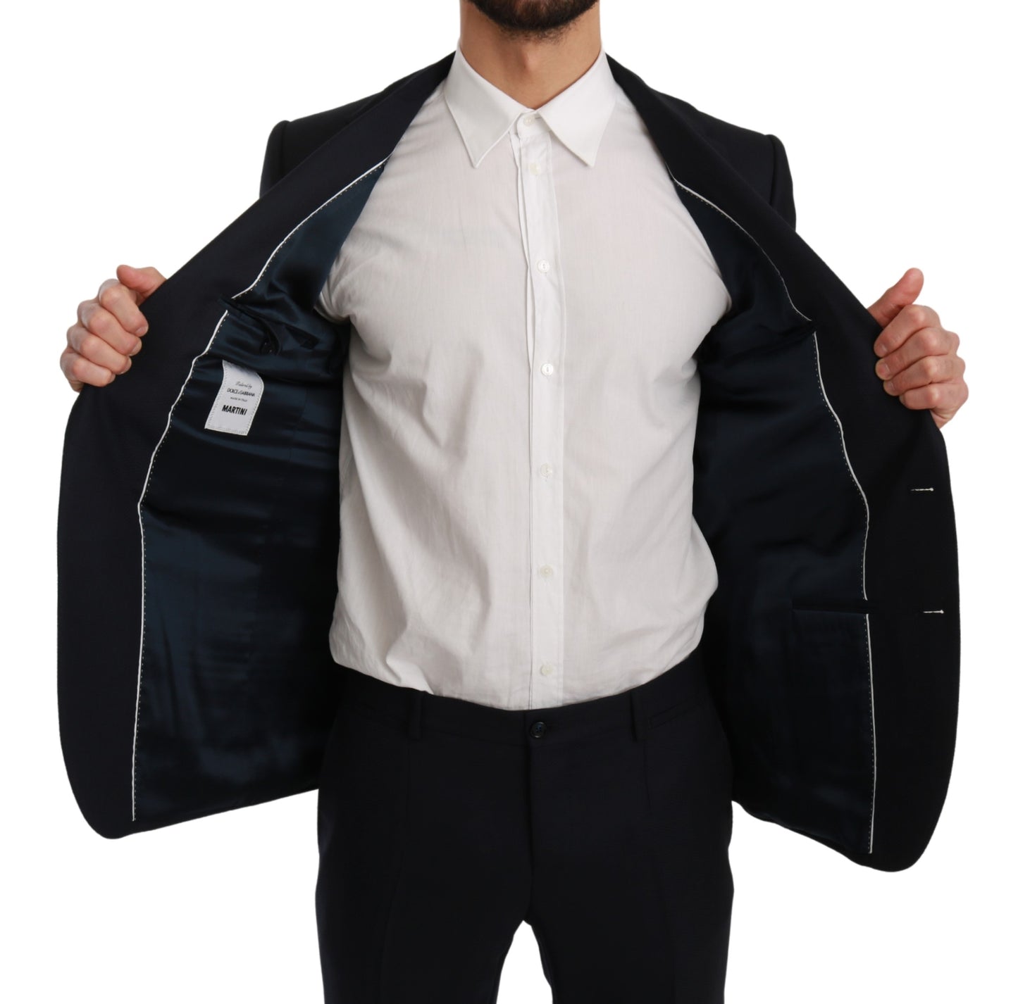 Blauer Slim Fit 2 Stück Wolle MARTINI Anzug